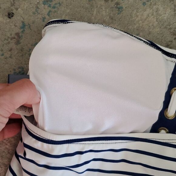 Sperry Top Sider Navy Blue & White Striped Nautical Tankini Bathing Suit Size S - Picture 14 of 15